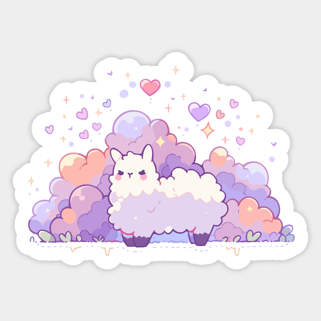 Cute and Fluffy Kawaii Llama Sticker by Kawaii Kingdom